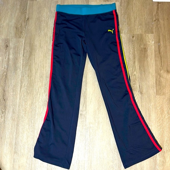 Puma Girl’s XL Blue Striped Side Track Sweatpants Active - Picture 2 of 5